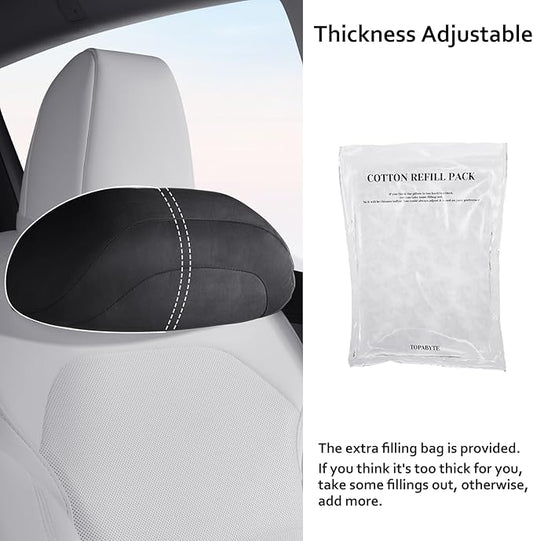 Car Headrest Pillow for Driving, Softness Ergonomic Design Universal Travel Neck Pillow for Most Cars, Office Chairs, Gaming Chairs with Extra Filler Cotton Bag (Black, 1PC)