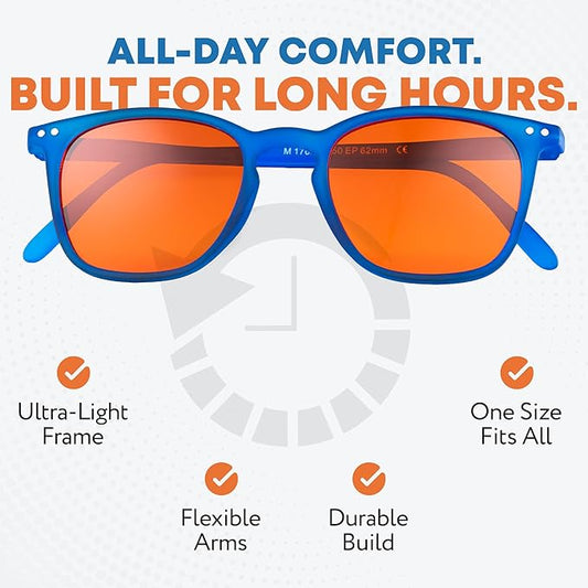 Prospek Blue Light Blocking Glasses FLARE – Orange Lenses Filter 99.9% Blue Light, May Improve Sleep, Focus & Eye Protection