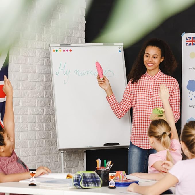 Sand Timer, Hourglass Sand Timers Colorful 1/3/5/10/15/30 Minutes Sandglass Timer with Protective Cover for Classroom Home Office Cooking (Pack of 6) Multicolor