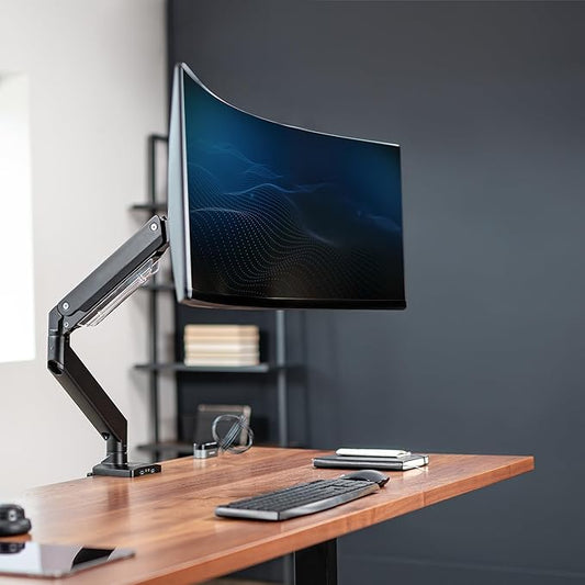 VIVO Premium Aluminum Heavy Duty Monitor Arm with 3.0 USB Ports, Fits Ultrawide Monitors up to 49 inches and 33 lbs, Single Desk Mount Stand, Pneumatic Height, Max VESA 100x100, Black, STAND-V101G1U