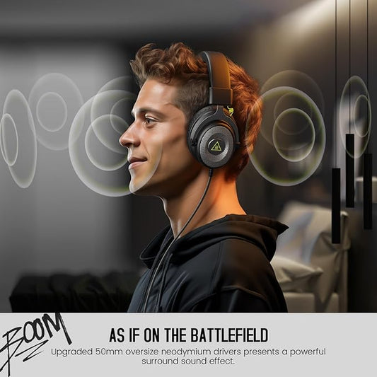 EKSA E900 Headset with Microphone for PC, PS4,PS5, Xbox - Detachable Noise Canceling Mic, 3D Surround Sound, Wired Headphone for Gaming, Computer, Laptop, 3.5MM Jack