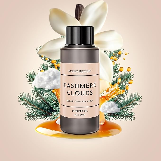 Scent Better Cashmere Clouds Aroma Essential Oil Blend: an Aromatherapy Blend of Cedar, Vanilla, and Amber for Ultrasonic Diffusers & Nebulizers (2 Fl Oz, 60 mL)