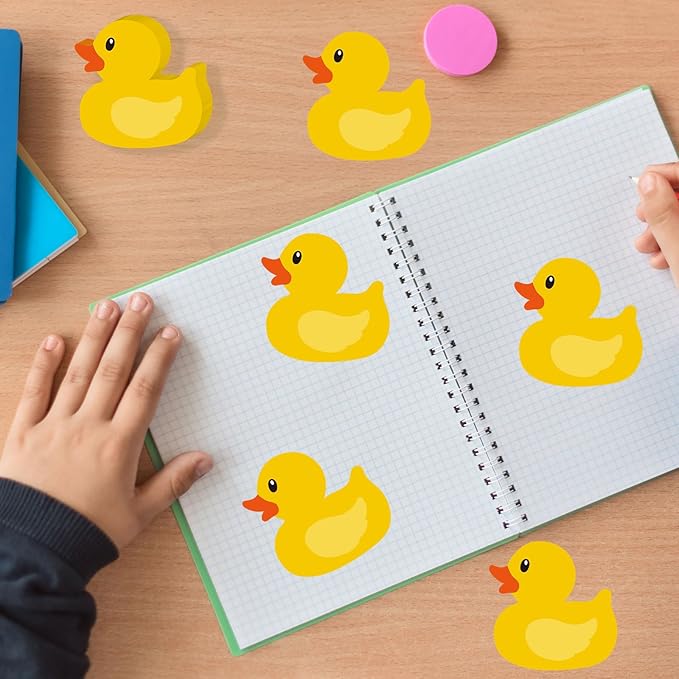 12 Pcs Rubber Duck Sticky Notes Yellow Duck Shape Notepad Removable Memo Pad for Back to School Decorations Home Classroom Office Party Decor