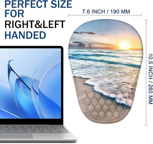 Ergonomic Mouse Pad Wrist Support, with Memory Foam & Non-Slip PU Base, Comfortable Massage Design Mouse Pad Relieve Wrist Fatigue&Pain, Suitable for Computer, Office and Home(04Sunrise Beach)