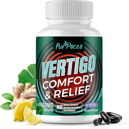 Liposomal Vertigo Supplement, High Absorption Formula with Ginkgo Biloba, Ginger Extract & Magnesium, Natural Wellness Supplement, Relaxation and Calm, 60 Softgels