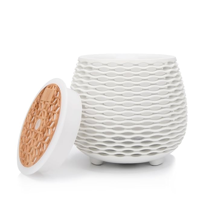 Aromatherapy Essential Oil Wooden Grain Diffuser with Auto Shut-Off Function | Cool Mist Humidifier for Yoga Spa Office Bedroom Home | 120ml (White)