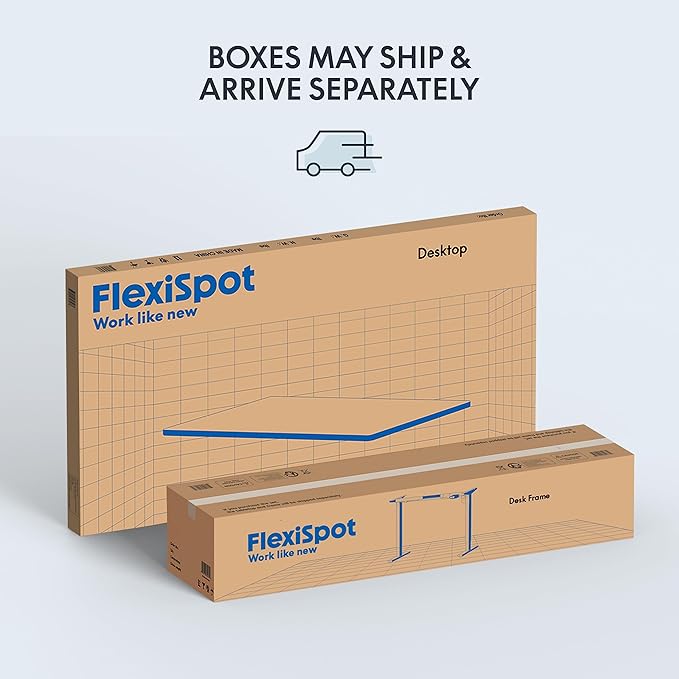 FLEXISPOT EN1 One-Piece Standing Desk, 48 x 24 Inches Electric Height Adjustable Desk for Home Office (White Frame + White Desktop)