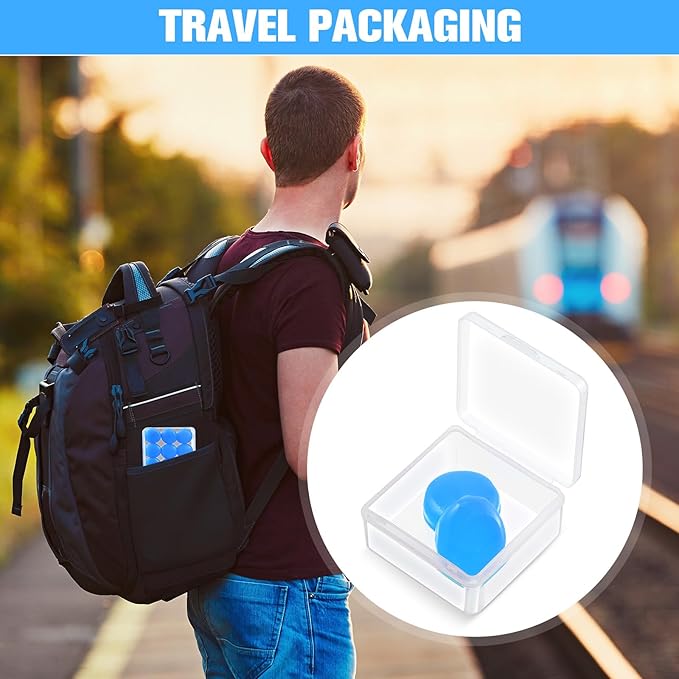 Frienda 21 Pairs Ear Plugs for Sleeping Reusable Moldable Silicone Earplugs Soft Noise Cancelling Earplugs Sound Blocking Ear Plugs with Case for Swimming Concert 32dB NRR (Blue)