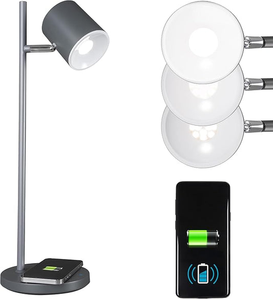 OttLite LED Desk Lamp with Wireless Charger, Good Housekeeping, Modern Book Light, Reading Light, Adjustable, Dimmable, Designed to Reduce Eyestrain, Great Desk Lamps for Home Office