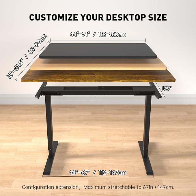 Dual Motor Standing Desk Frame, Electric Adjustable Legs with Memory Presets, Stand Up Desk Frame Workstation, with Cable Management Tray, Headphone Hook, Caster Wheels, for Home Office