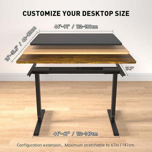 Dual Motor Standing Desk Frame, Electric Adjustable Legs with Memory Presets, Stand Up Desk Frame Workstation, with Cable Management Tray, Headphone Hook, Caster Wheels, for Home Office