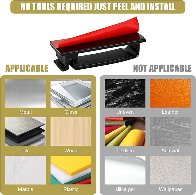 Self Adhesive Cable Management Clips, Line Clips, Cable Organizers, TV PC Line Clips, Ethernet Cable Clips Under Desks - Durable PA66 Material, Easy to Install (Black 20Pcs)