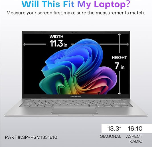 OMOTON Magnetic Laptop Privacy Screen 13.3 Inch 16:10, Anti-Spy Filter, Matte Anti Glare Blue Light Protector, Easy Install & Remove