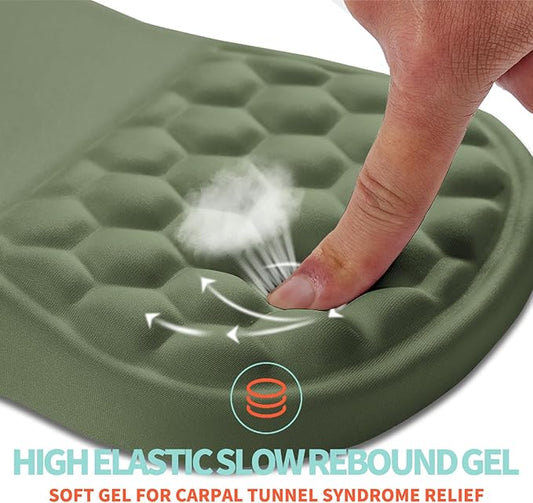 Ergonomic Mouse Pad Wrist Support with Memory Foam Massage Bulge, Carpal Tunnel Pain Relief Mousepad Wrist Rest for Mouse(12x8 inch,Olive Green)