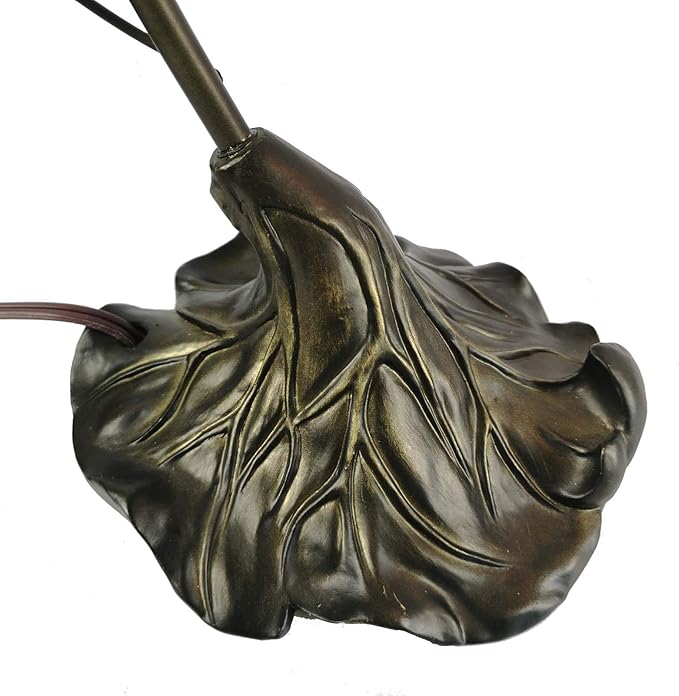 Bieye L10617 Tiffany Style Stained Glass Birdhouse Table Lamp for Home Decor (21-inch High, Pink Flower)