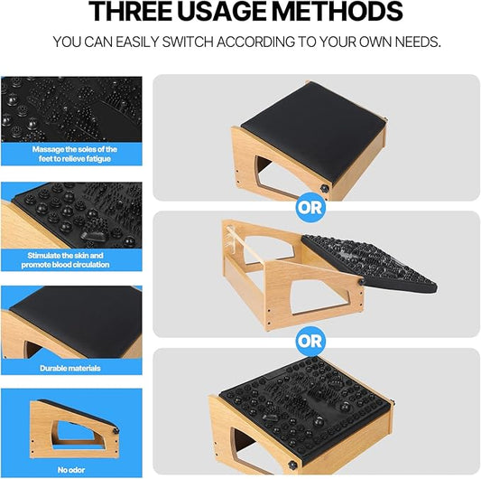 Ergonomic Foot Rest, 4 Adjustable Height Foot Stool,Footrest Under Desk, Flip Over Office Desk Foot Rest, Improving Posture, Promoting Blood Circulation(Natural)