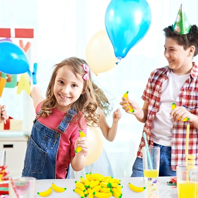 LovesTown 30PCS Banana Stress Toys, Stretchy Banana Fidget Toys Mini squishies Banana Toys for Stress Relief Kids Adults Party Favors