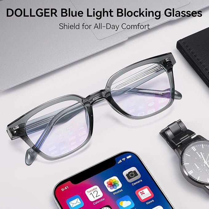 Dollger Blue Light Glasses for Men Women Blue Light Blocking Computer Screen Glasses Men Clear Frames Eyeglasses