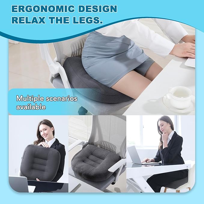 Office Chair Cushions for Back and Butt, Ergonomic Chair/Seat Cushion for Long Sitting, Sitting Pillow for Automobile, Wheelchair, Computer,Office Chair Hip Support Grey