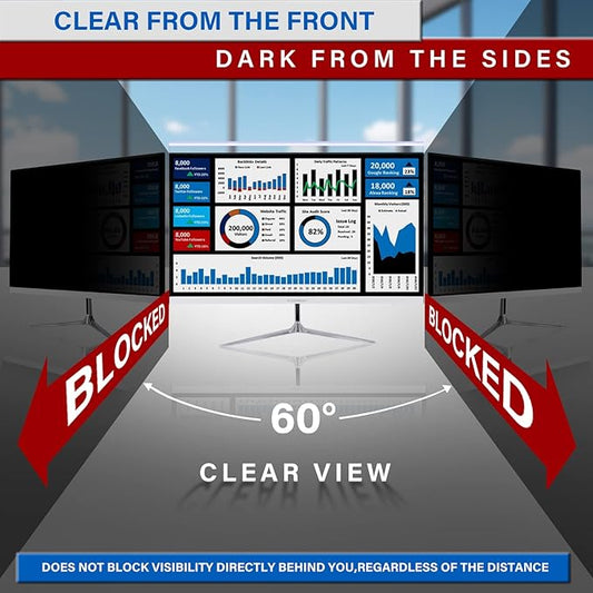 24 Inch Computer Privacy Screen for 16:9 Aspect Ratio Widescreen Monitor, Eye Protection Anti Glare Blue Light Computer Monitor Privacy Filter, Removable Anti-Scratch 24in Protector Film