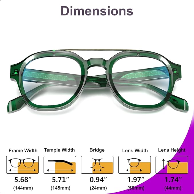 VISOONE Retro Round Anti Eyestrain Metal Medium Eyewear Blue Light Blocking Glasses for Computer Gaming Women Man SANFORD