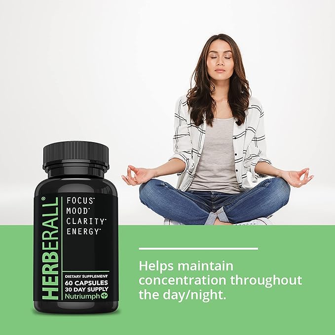 HERBERALL Best Nootropic - Brain focus vitamins – Memory & Concentration Supplements - Focus Vitamins to Improve Memory, Brain Boost, Mental Focus, Brain Fog and Clarity – Brain Vitamins
