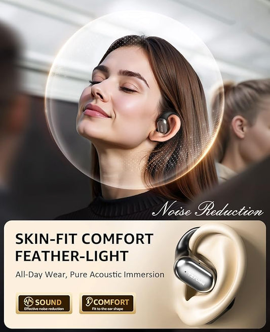 Open-Ear Bluetooth Wireless Earbuds: Wireless Headphones for Runners & Cyclists - IPX7 Waterproof - 5.4 Bluetooth Ear Buds with LED Digital Display for Sport, Gym, Workout