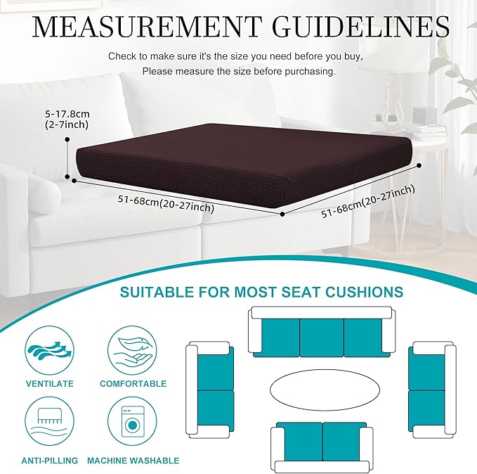 12Pcs Stretch Patio Cushion Covers,Outdoor Couch Covers Replacement,Outdoor Couch & Sofa Slipcovers,for Patio Furniture Cushion Covers,Washable Reusable Furniture Protector (Coffee,Cover Only)