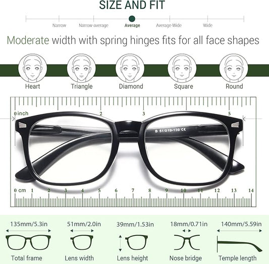 CCVOO Reading Glasses for Women/Men, Eyeglasses, Blue Light Readers for Women/Men, Computer Eye Glasses, Cheaters