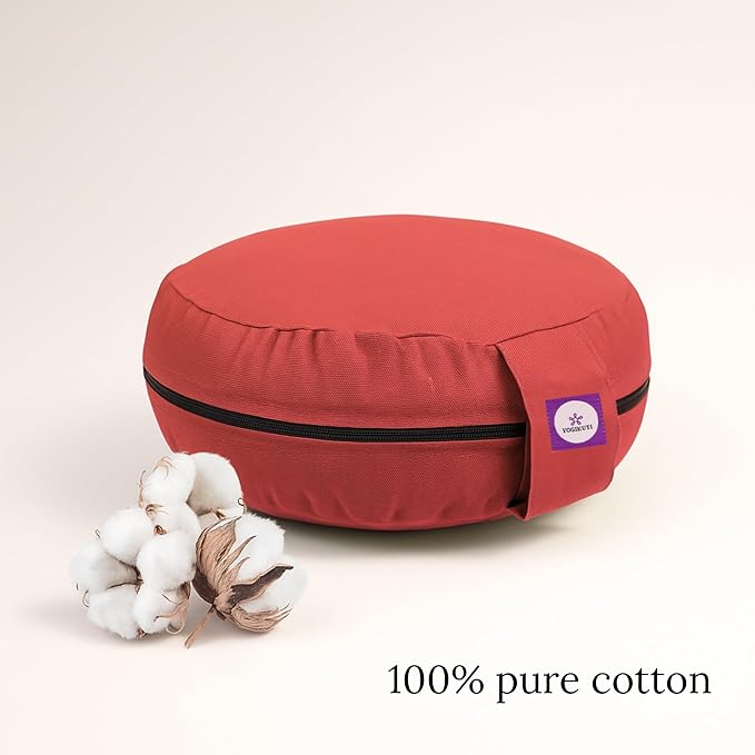 Yogikuti Meditation Cushion – 100% Pure Cotton Zafu for Comfortable Meditation & Yoga – Floor Sitting Pillow for Mindfulness & Support