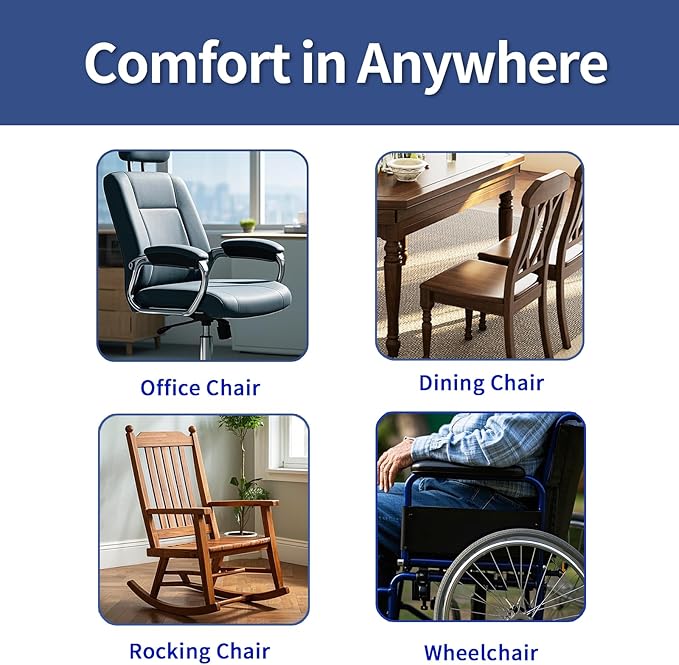 YOUFI Large Seat Cushion, 4 Inch Thick Memory Foam PU Leather Cushion for Sciatica, Hip, Low Back Pain Relief, Supportive Butt Pillow for Office Chair, Wheelchair