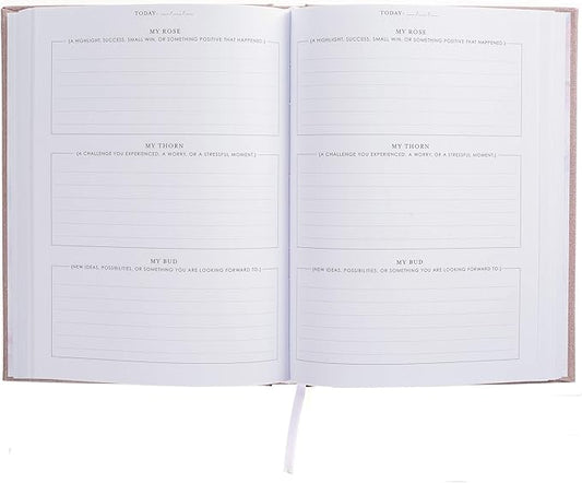 Graphique Self-Care Journal - Gratitude - 256 Pages - Weekly Quote & Daily Fill in Interiors - Hardbound Fabric Cover - Ribbon Marker (6" x 8")