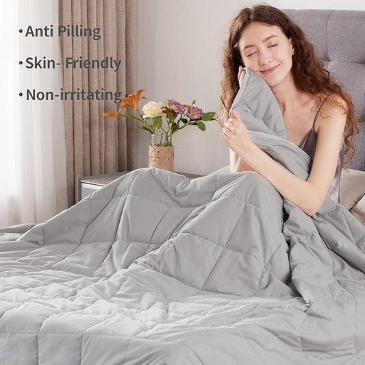 anfie Modern Weighted Blanket (88x104-25lb, Stone Grey), Ultra Soft Polyester, Cooling, 25 lbs, King Size, Machine Washable, Bagged, Lightweight, Unisex