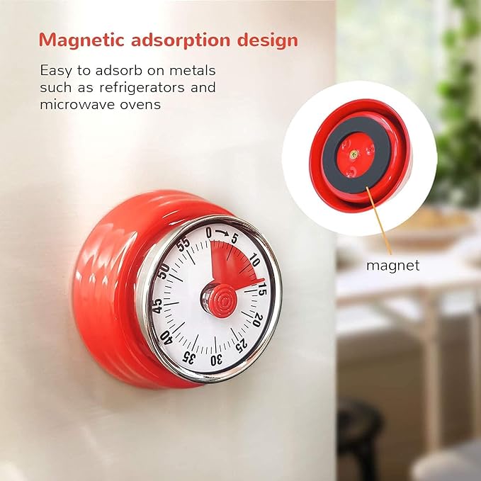 Mechanical Timer - Visual Countdown Timer for Cooking, Classroom, Game, Study, Office - Magnetic Alarm Clock with Alarm Sound (Green & Red)