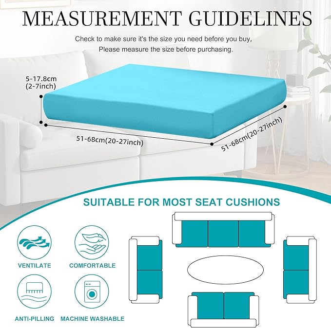 12 Pcs Stretch Patio Cushion Covers,Outdoor Couch Covers Replacement,Outdoor Couch & Sofa Slipcovers,for Patio Furniture Cushion Covers,Washable Reusable Furniture Protector (Sky Blue, Cover Only)