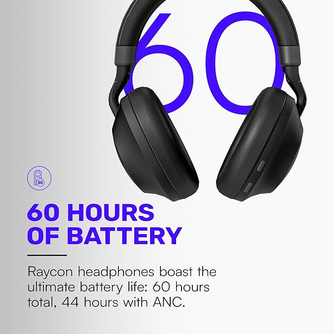 Raycon Pro Headphones with 60 Hours of Battery, 6 Mics, Active Noise Cancellation, Awareness Mode, Multipoint Connectivity (Storm Blue)