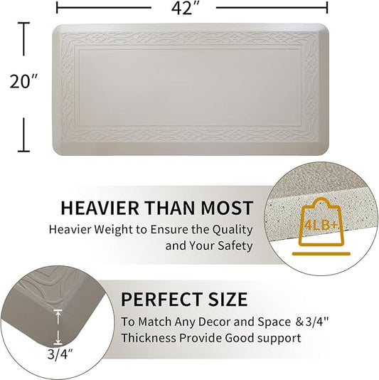 20 x 42 Inch Extra Support Anti Fatigue Comfort Kitchen Mat, Waterproof Long Kitchen Runner, Non-Slip Standing Desk Mat, Commercial Pads for Offices, Home, Garages (Bordeaux Cabblestone, 20'' x 42'')