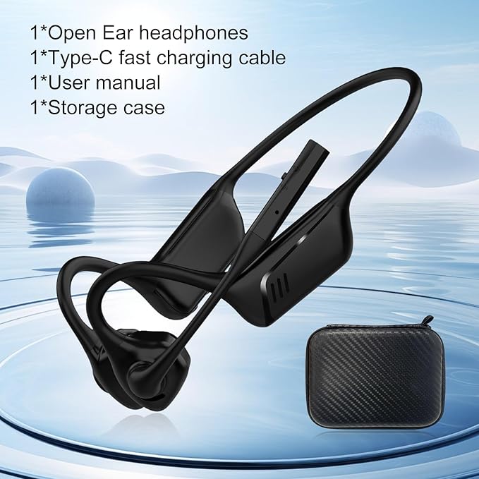 Open Ear Bluetooth Headphones with Microphone, Noise Cancelling Wireless Headset with Mute Button, Supports aptX/aptX-LL/aptX-HD, Designed for Meeting, Home Office,Driving -Not Bone Conduction(Grey)