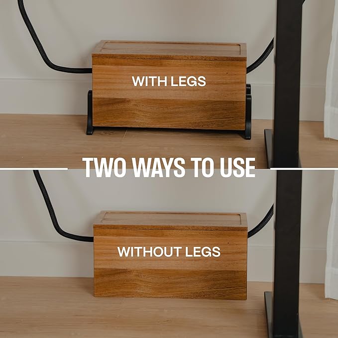 Extra Large Cable Management Box, Wood Cord Hider Box & Organizer for Power Strip, TV Wires & Desk Cable Storage