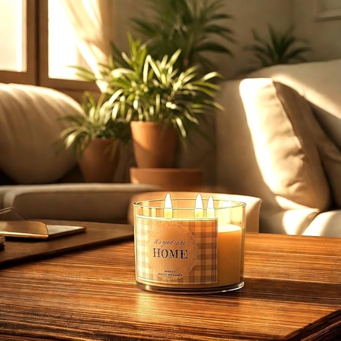 96NORTH Fresh Linen & Soft Amber Candle | Large 3 Wick Jar Candle | 12 Oz Up to 50 Hours Burning Time | 100% All Natural Soy Wax | Relaxing Aromatherapy Candle | Housewarming Gift for Women and Men