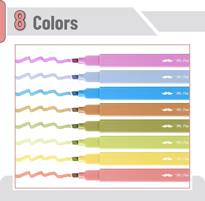Mr. Pen- Aesthetic Highlighters, 8 Pack, Chisel Tip, Autumn Colors, Cute Highlighters Assorted Colors, Back to School Supplies