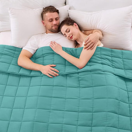yescool Weighted Blanket for Adults (20 lbs, 88” x 104”, Teal) Cooling Heavy Blanket for Sleeping Perfect for 190-210 lbs, Queen Size Breathable Blanket with Premium Glass Bead, Machine Washable