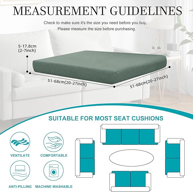 12Pcs Stretch Patio Cushion Covers,Outdoor Couch Covers Replacement,Outdoor Couch & Sofa Slipcovers,for Patio Furniture Cushion Covers,Washable Reusable Furniture Protector (Cyan,Cover Only)