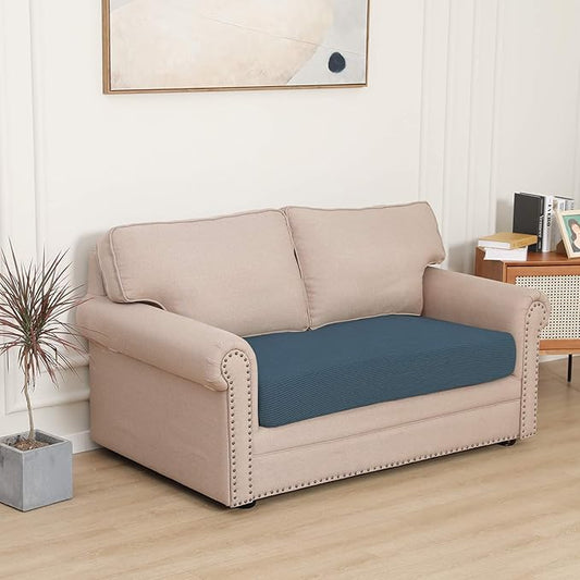 Easy-Going Stretch Loveseat Cushion Cover Sofa Cushion Furniture Protector Sofa Seat Sofa Slipcover Sofa Cover Soft Flexibility with Elastic Bottom(Loveseat Cushion, Bluestone)