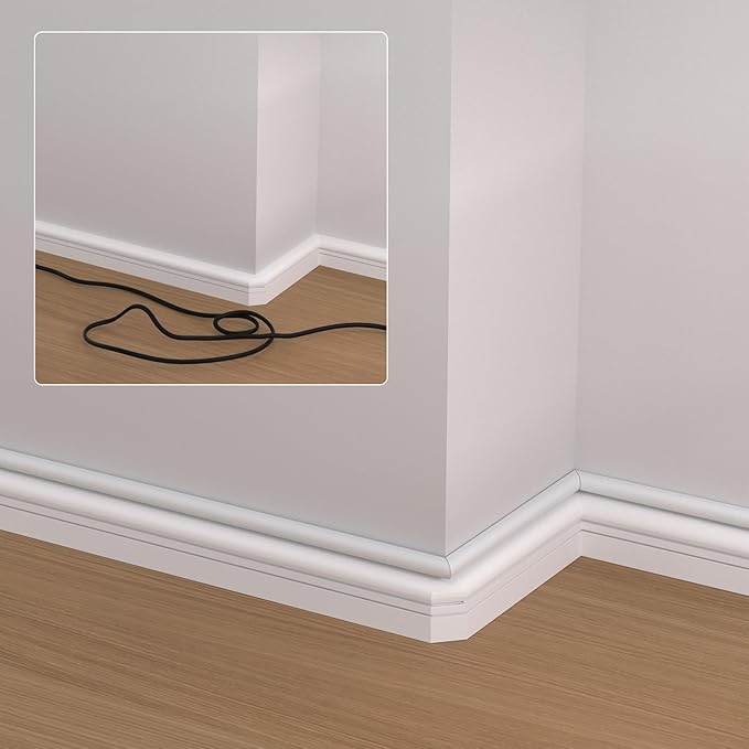 ZhiYo 113in Cord Covers for Wires on Wall, One Cord Hider Wall, Self-Adhesive Wire Covers for Cords, Paintable TV Cable Hider Cable Management Kit, 8X L14.2in, W0.5in H0.4in, White