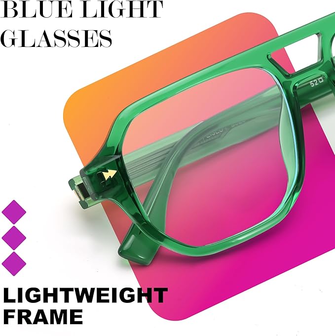 FEISEDY Aviator Blue Light Glasses for Men Women, Retro 70s Style Design Anti Glare Digital Eyestrain & Daily Wear B0284