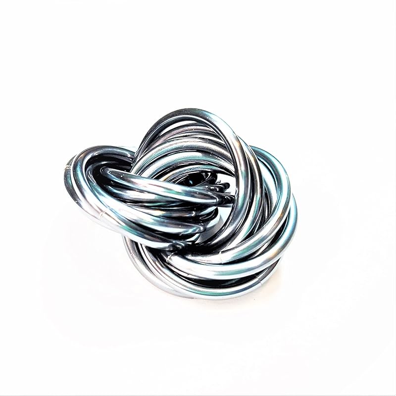 Möbii Fidget Ball (Solid Color): Quiet Mobius ADHD Anxiety Stim Stress Relief Toy Tool for Home Travel Office or Desk (Medium, Half, Mercury Silver)
