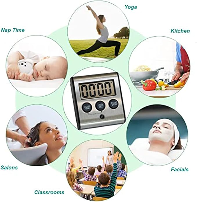 Elegant Digital Kitchen Timer - Stainless Steel Model eT-23, Super Strong Magnetic Back, Loud Alarm, Large Display, Auto Memory, Auto Shut-Off (12-Pack eT-23)