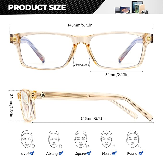 ANYLUV Blue Light Glasses Men Woman, Blue Light Blocking Glasses for Computer Gaming, Eye Strain Relief Eye Protection
