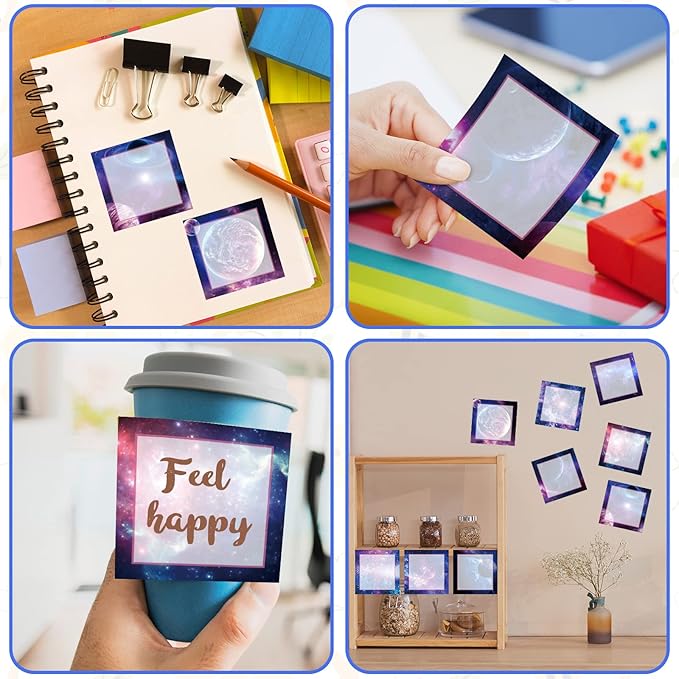 9 Pieces Galaxy Sticky Note Adhesive Galaxy Memo Notes Self-Stick Note Pads for Reminders, Study, Work, Office, School and Home, 9 Styles